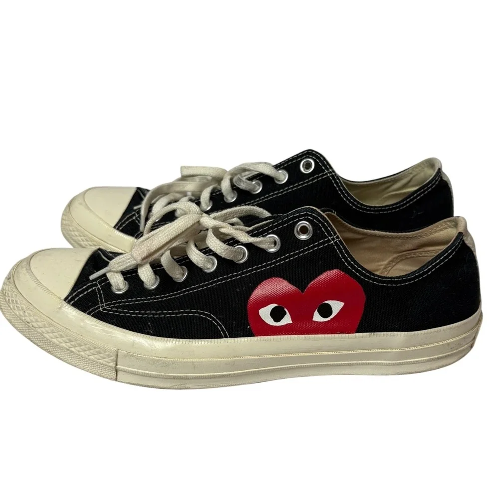Converse x Comme des Garcons PLAY Chuck 70 Low Top Black Red Heart Sneakers 11.5